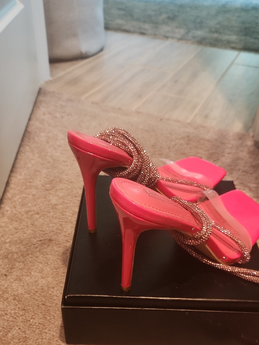 Cape Robbin Hot Pink Wrap-Strap Slide Heels - Picture 3 of 4